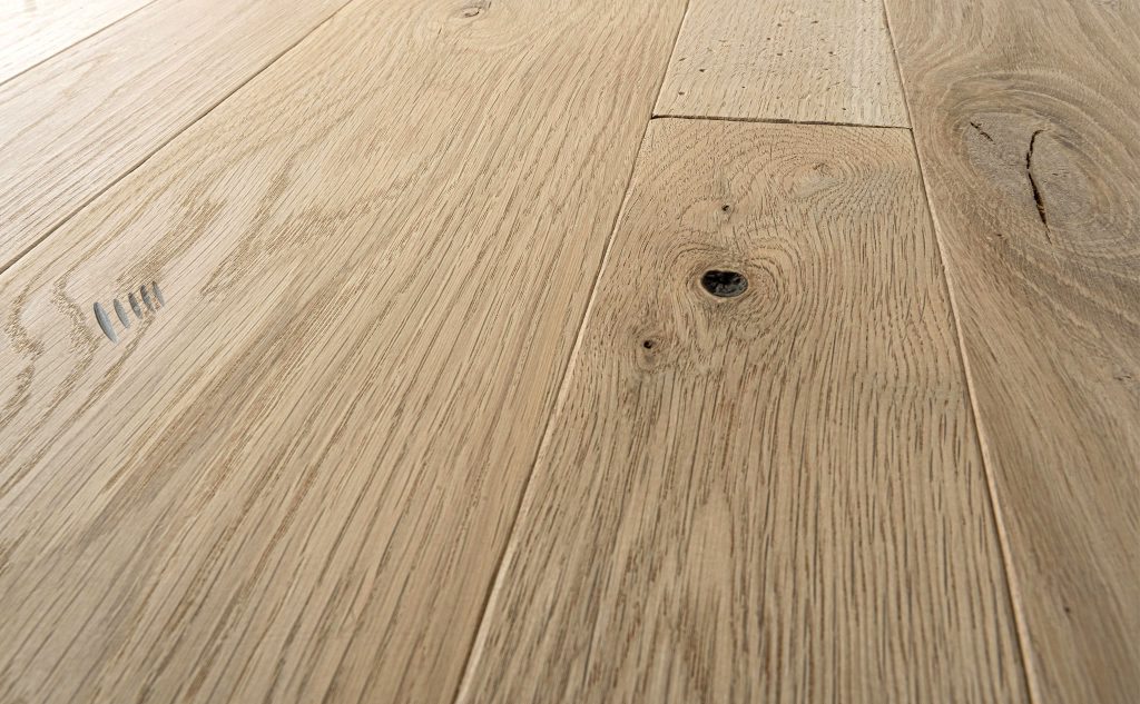 White oak hardwood flooring with distressed texture close up