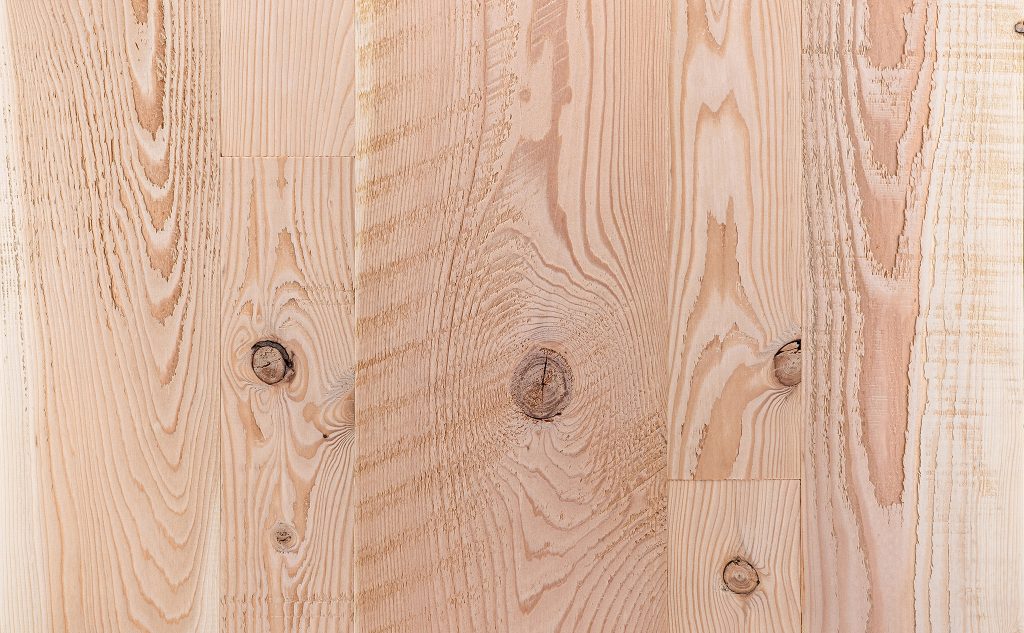 Douglas fir hardwood flooring with skip planed texture.