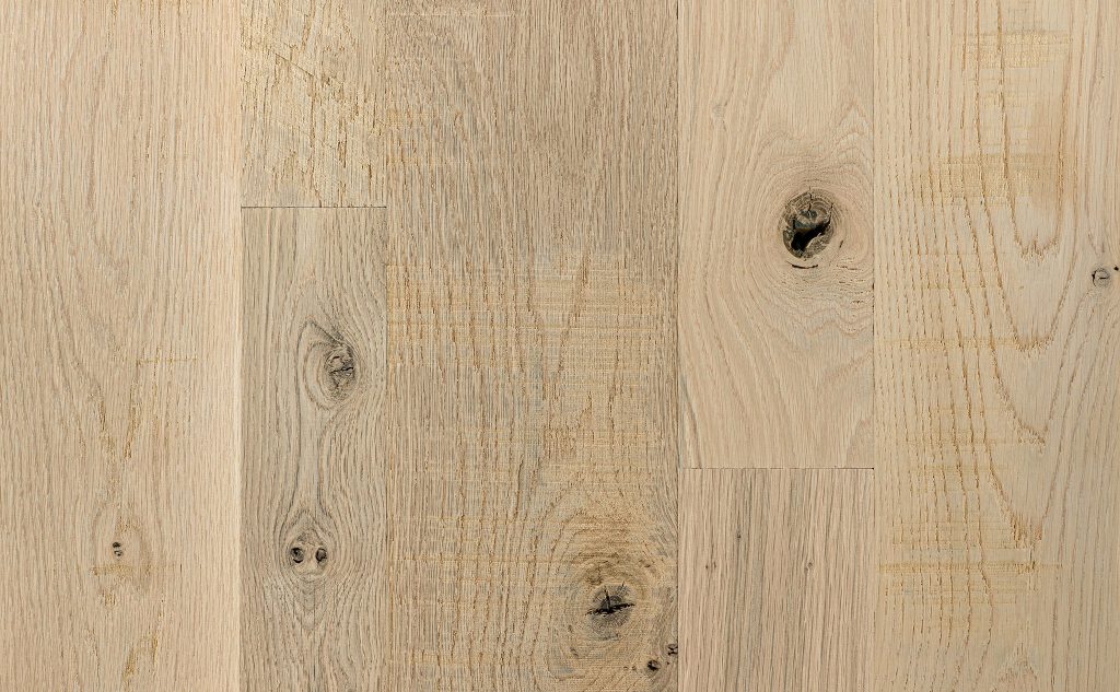 White oak hardwood flooring with skip planed texture.